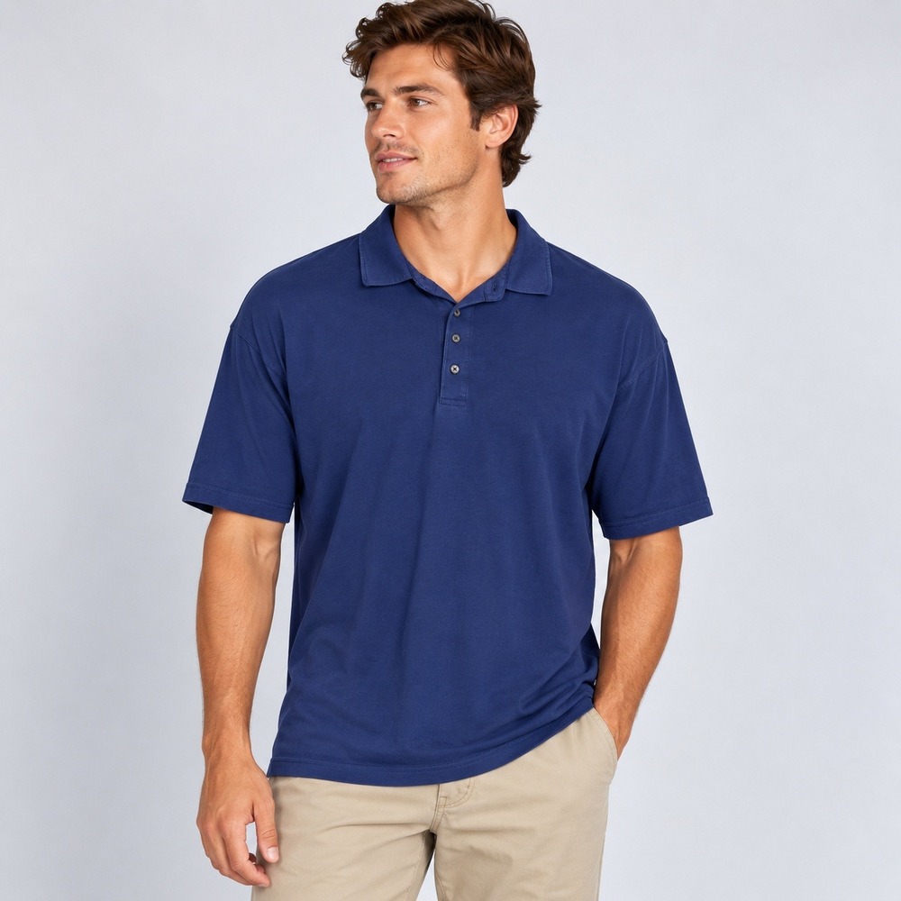 Bobby Jones Mens Blue Pima Cotton Lycra Stretch Short Sleeve Golf Polo Shirt L